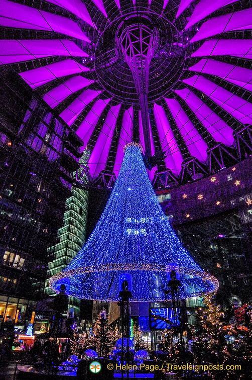 Striking magenta roof of Sony Center